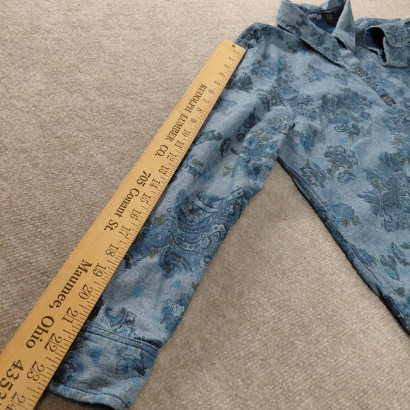 Krazy Kat Reversible Women's Size XXL Button Up Floral 100% Cotton Denim Look - Picture 9 of 11